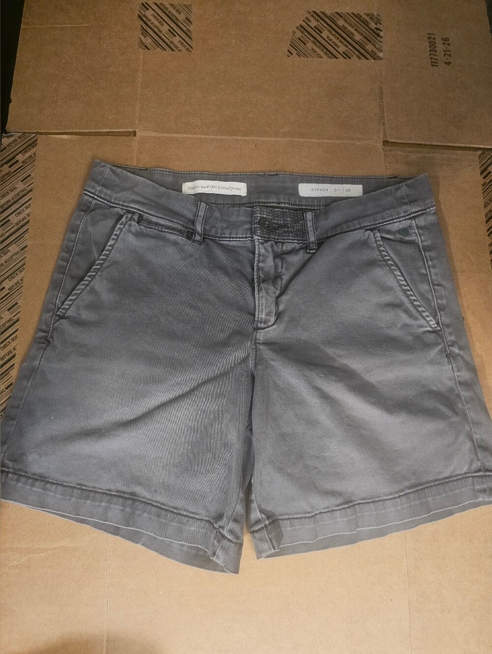 Pilcro and the Letterpress gray shorts